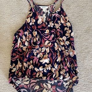 Market and Spruce Navy Floral Print Hi-Lo Halter
